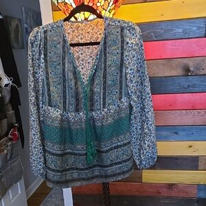 Bohemian  Floral Green Women's Top